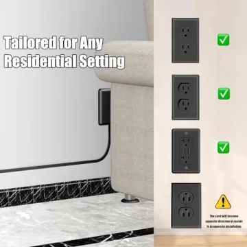 CABOCASA 3FT Ultra Flat Plug Extension Cord with 3 Outlets