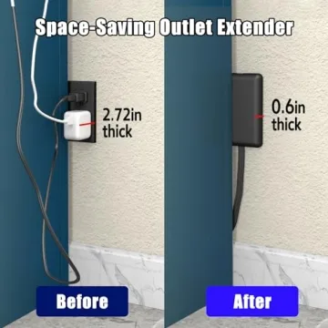CABOCASA 3FT Ultra Flat Plug Extension Cord with 3 Outlets