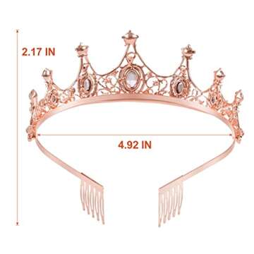 1 pack pink crown headband Rose Gold Tiara Crown Princess Tiaras for Girls Hair Accessories for Part...
