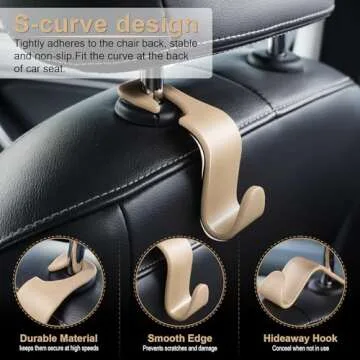 LivTee Car Seat Headrest Hook, Auto Seat Hook Hangers Storage Organizer Interior Accessories for Pur...