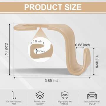 LivTee Car Seat Headrest Hook, Auto Seat Hook Hangers Storage Organizer Interior Accessories for Purse Coats Umbrellas Grocery Bags Handbag, 4-Pack