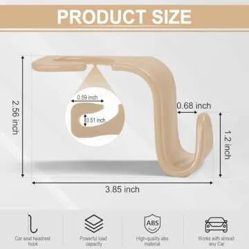 LivTee Car Seat Headrest Hook, Auto Seat Hook Hangers Storage Organizer Interior Accessories for Purse Coats Umbrellas Grocery Bags Handbag, 4-Pack