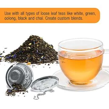 U.S. Kitchen Supply - 2 Premium Stainless Steel Tea Ball Strainer Infusers - 2" Size with Micro Perforated Mesh - Steep Loose Leaf Tea, Herbal, Spices & Seasonings - Teapot, Tea & Coffee Cup Mug