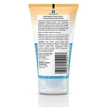 Neutrogena Deep Clean Invigorating Foaming Facial Scrub with Glycerin, Cooling & Exfoliating Gel Face Wash to Remove Dirt, Oil & Makeup, 4.2 fl. oz