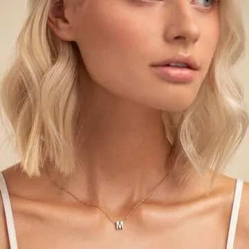 JNZSSWHJJH Dainty Gold Initial Necklace for Women, Gold Letter Tiny A Initial Pendant Choker Necklace Simple Cute Personalized Name Necklace Gold Jewelry for Women