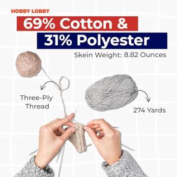 Yarn Bee 3 Light 274 Yards Cotton & Polyester Yarn