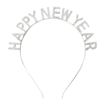 New Years Headband for Women Happy New Year Decorations 2025 Silver Rhinestone Headpiece for Girls N...