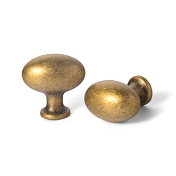 Goo-Ki 1.2Inch(36MM) Oval Antique Brass Cabinet Knobs, Zinc Alloy for Drawer Knobs for Dresser Cupbo...