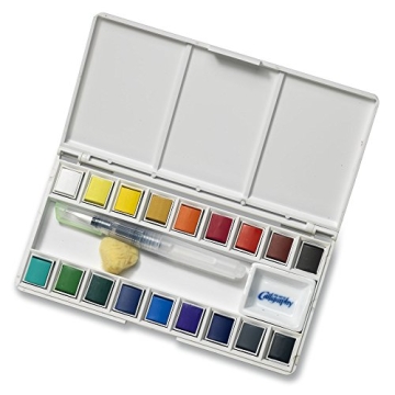 Jerry Q Art 18 Assorted Water Colors Travel Pocket Set - Quality Refillable Water Brush with Sponge ...