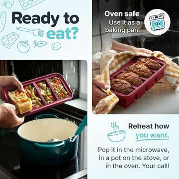 Souper Cubes 2 Cup Silicone Freezer Tray with Lid, Perfect for Storing Lasagna, Leftovers, Sauces, Portioned Meals and More, Silicone Freezer Mold for Meal Prepping - Cranberry - 1-Pack