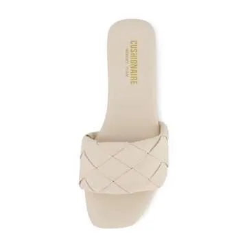 CUSHIONAIRE Women's Franca woven slide sandal +Memory Foam, Wide Widths Available, Stone 7.5