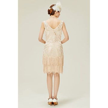 BABEYOND Flapper Dress 1920s Beaded Fringed Gatsby Dress