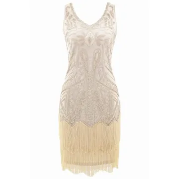 BABEYOND Flapper Dress 1920s Beaded Fringed Gatsby Dress