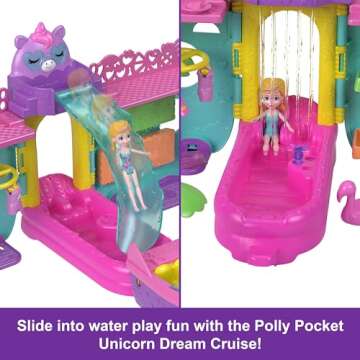 Magical Polly Pocket Unicorn Dream Cruise Playset for Kids