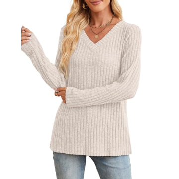 Womens Long Sleeve Lightweight Sweaters Comfortable Casual Tunic Tops with Leggings