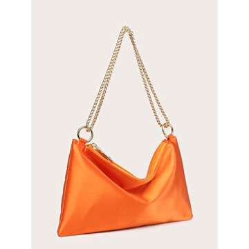 Verdusa Women's Satin Evening Handbag Shoulder Bag Purse Orange one-size