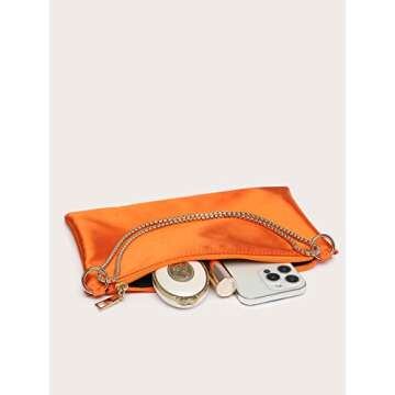 Verdusa Women's Satin Evening Handbag Shoulder Bag Purse Orange one-size
