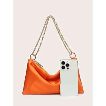 Verdusa Women's Satin Evening Handbag Shoulder Bag Purse Orange one-size