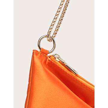 Verdusa Women's Satin Evening Handbag Shoulder Bag Purse Orange one-size