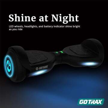 Gotrax EDGE Hoverboard with 6.5" LED Wheels & Headlight, Top 6.2mph & 4 Miles Range Power by Dual Brushless Motor, UL2272 Certified and 50.4Wh Battery Self Balancing Scooters for 44-176lbs Kids Adults (Black)