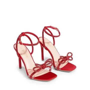 DREAM PAIRS Women's Double Bowknots Crystal Sandals for Party and Wedding