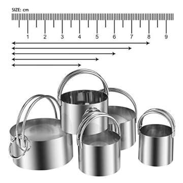 BYkooc Biscuit Cutter Set,Stainless Steel Pastry Cutters,5 Round Cookie Cutter with Handle, Heavy Du...