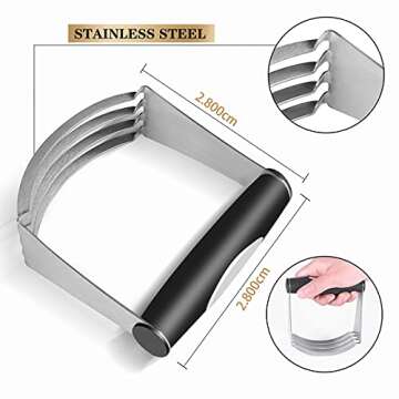 BYkooc Biscuit Cutter Set,Stainless Steel Pastry Cutters,5 Round Cookie Cutter with Handle, Heavy Duty Dough Cutter-Dough Blender,Professional Baking Dough Tools & Pastry Utensils(3 Pcs/Set)
