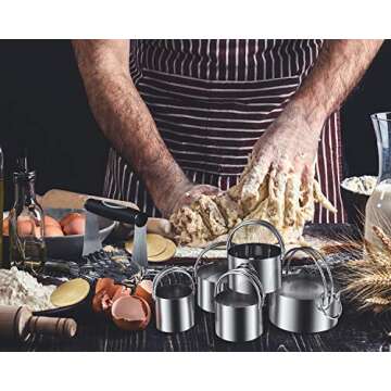 BYkooc Biscuit Cutter Set,Stainless Steel Pastry Cutters,5 Round Cookie Cutter with Handle, Heavy Duty Dough Cutter-Dough Blender,Professional Baking Dough Tools & Pastry Utensils(3 Pcs/Set)