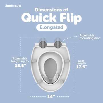 Quick Flip Elongated Toilet Seat with Built-In Potty & Splash Guard for Toddler Training, Slow Close - Jool Baby
