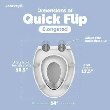 Quick Flip Elongated Toilet Seat with Built-In Potty & Splash Guard for Toddler Training, Slow Close - Jool Baby