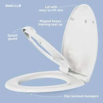 Quick Flip Elongated Toilet Seat with Built-In Potty & Splash Guard for Toddler Training, Slow Close - Jool Baby