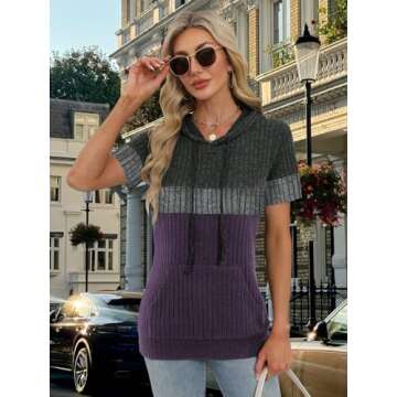 Stylish Womens Summer Tops 2025 Short Sleeve Hoodies