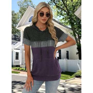 Stylish Womens Summer Tops 2025 Short Sleeve Hoodies