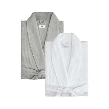 Kassatex Hotel Waffle Terry Robe, White, Small-Medium