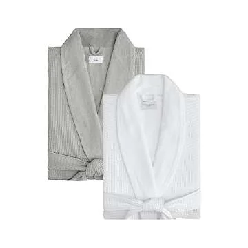 Kassatex Hotel Waffle Terry Robe, White, Small-Medium