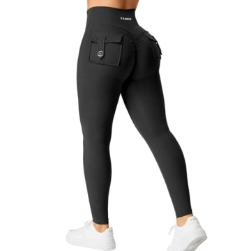 YEOREO Charm Scrunch Butt Lifting Leggings with Pockets for Women, V Cross Waist Workout Gym Pants
