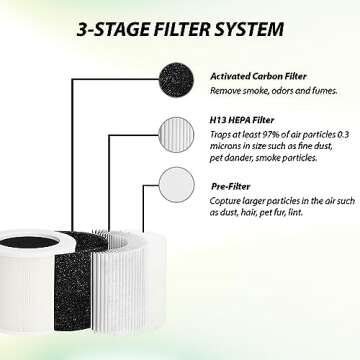 Core Mini-P Replacement Filter for LEVOIT Core Mini Air Purifier, High-Efficiency Activated Carbon, 3-in-1 HEPA, Part Core Mini-RF, 2 Pack