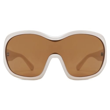 Oversized Trendy Wrap Around Sunglasses for Women Men - Cool Concert White shades 2000s Retro Round ...