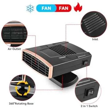 12V Portable Car Heater with Fast Heating and Defrosting