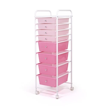 Humble Crew 8 Drawer Storage Cart in Pink for Easy Organization