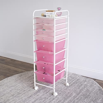 Humble Crew 8 Drawer Storage Cart in Pink for Easy Organization