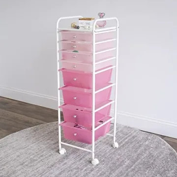 Humble Crew 8 Drawer Storage Cart in Pink for Easy Organization