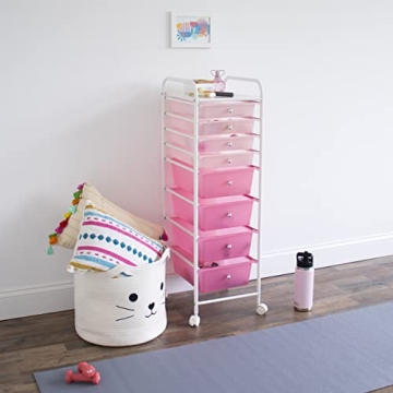Humble Crew 8 Drawer Storage Cart in Pink for Easy Organization