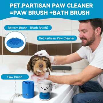 Pet Partisan Dog Paw Cleaner with Removable Bottom Brushes and Handle，Paw Cleaner for Dogs，Portable Dog Paw Washer for Large，Small，Medium Breed Dogs (Cowboy Pup, 5.9 * 4.3 * 4.3 in)