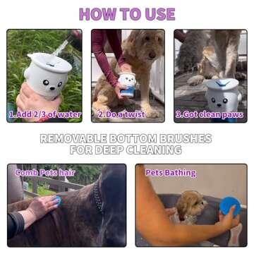 Pet Partisan Dog Paw Cleaner with Removable Bottom Brushes and Handle，Paw Cleaner for Dogs，Portable Dog Paw Washer for Large，Small，Medium Breed Dogs (Cowboy Pup, 5.9 * 4.3 * 4.3 in)