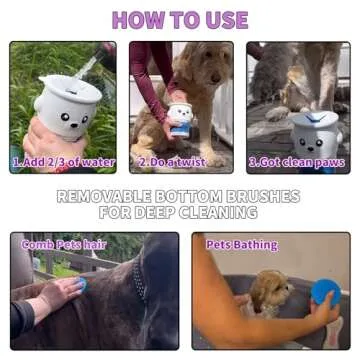 Pet Partisan Dog Paw Cleaner with Removable Bottom Brushes and Handle，Paw Cleaner for Dogs，Portable Dog Paw Washer for Large，Small，Medium Breed Dogs (Cowboy Pup, 5.9 * 4.3 * 4.3 in)