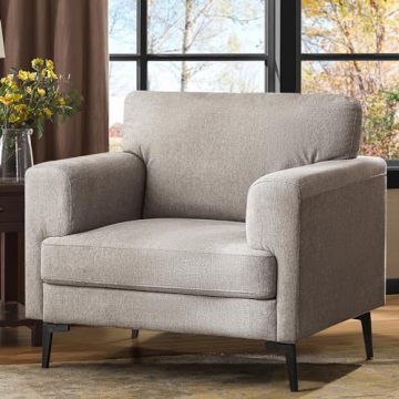 SENYUN Oversized Accent Chair, Upholstered Living Room Chairs Single Sofa Chair w/Metal Legs, Comfy ...