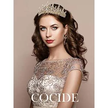 COCIDE Tiara and Crown for Women Crystal Queen Crown Rhinestone Tiara for Girl Bride Wedding Hair Accessories for Bridal Birthday Party Prom