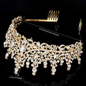 COCIDE Tiara and Crown for Women Crystal Queen Crown Rhinestone Tiara for Girl Bride Wedding Hair Accessories for Bridal Birthday Party Prom