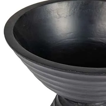 Boho Wood Pedestal Serving Bowl - Black Finish